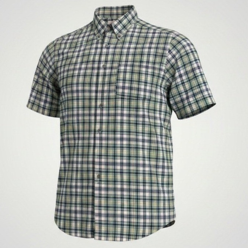 Wrangler Rugged Wear Button Down Men Large Green Plaid Shirt Workwear Outdoor